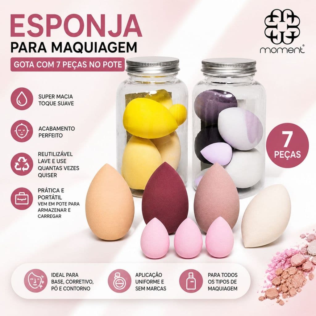 KIT COM 7 ESPONJAS MIX DE TAMANHOS E FORMATOS VARIADOS - PERFEITA PARA ACABAMENTOS