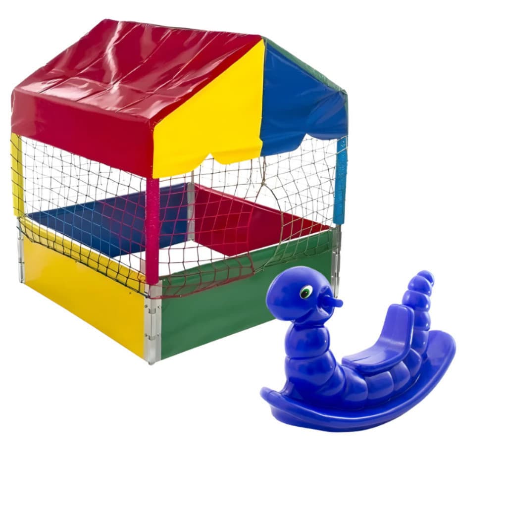 Kit Piscina de Bolinhas 1m + Gangorra Nhoca + 100 bolinhas – Ideal para Residências e Escolas