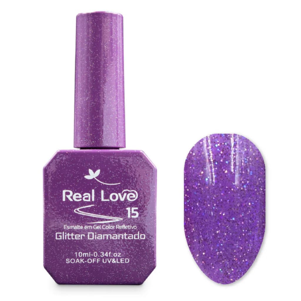 Esmalte Em Gel Glitter Refletivo - Real Love - Cor: 15