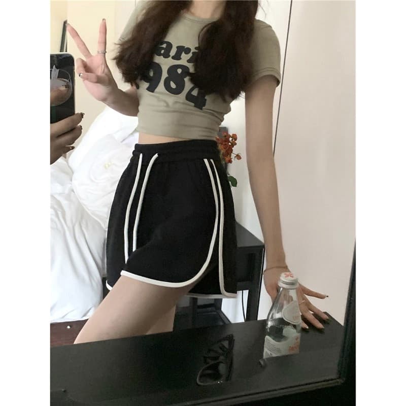 Calças esportivas de cintura alta femininas Shorts soltos calças de perna larga verão Casual mais magro olhar 2023 novo