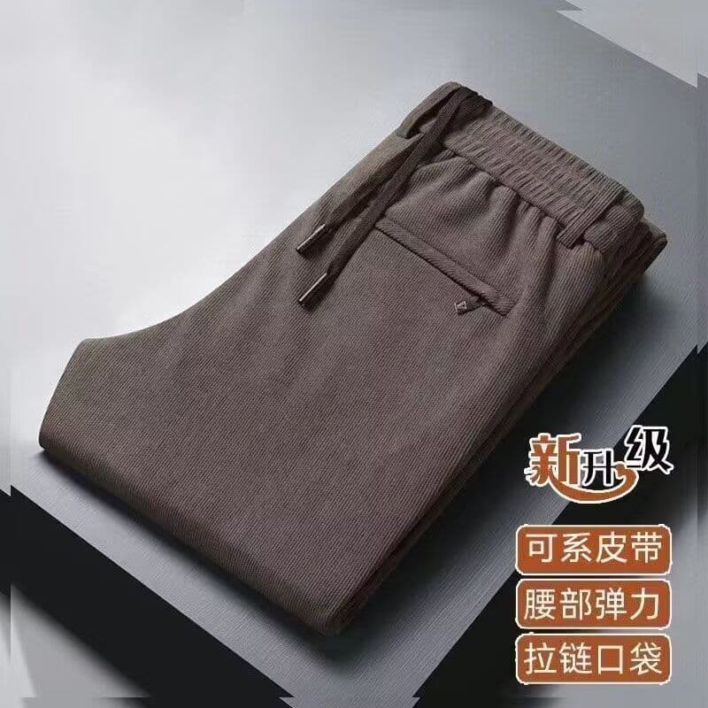 Calças casuais masculinas outono inverno forro de lã engrossado calças compridas em linha reta na moda All-Match tamanho