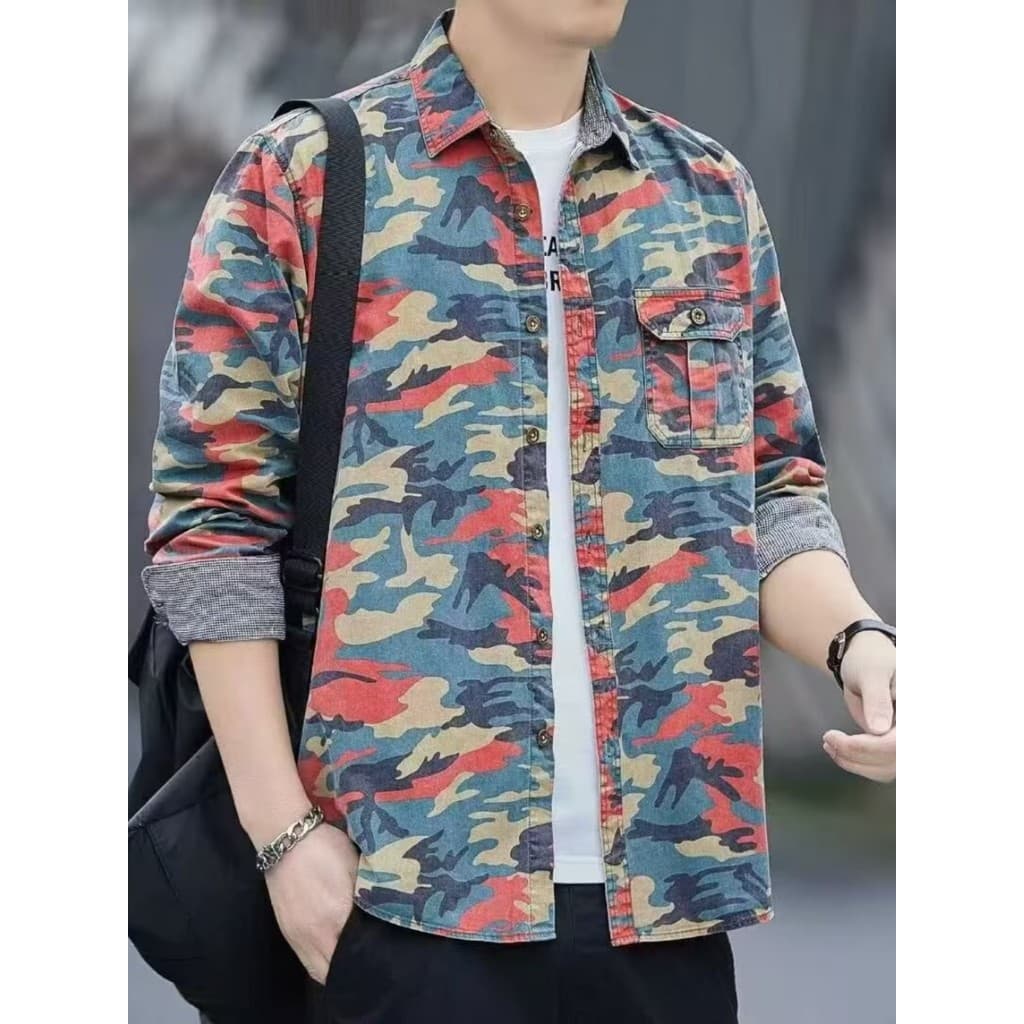 Jaqueta camuflada de algodão puro masculina primavera outono estilo militar resistente à sujeira camisa resistente ao de