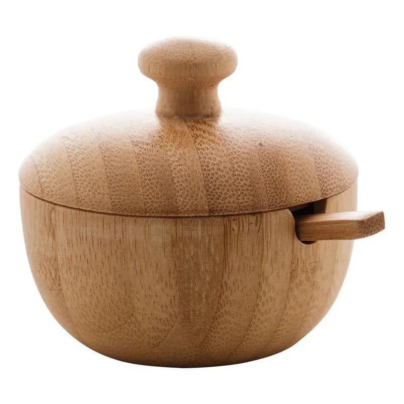 Açucareiro De Bambu Com Tampa E Colher Verona Lyor Utilidades Domestica