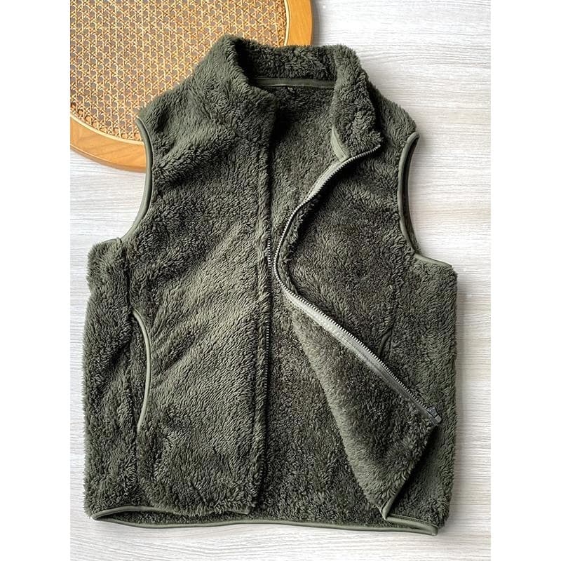 Colete masculino de lã 2025 novo estilo outono inverno gola alta velo quente colete grosso jaqueta de lã Casual ao ar li