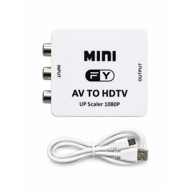 Conversor AV para HDMI FY | Entrada RCA para HDMI Áudio e Vídeo Full HD 1080p | Adaptador Mini Upscaler Branco
