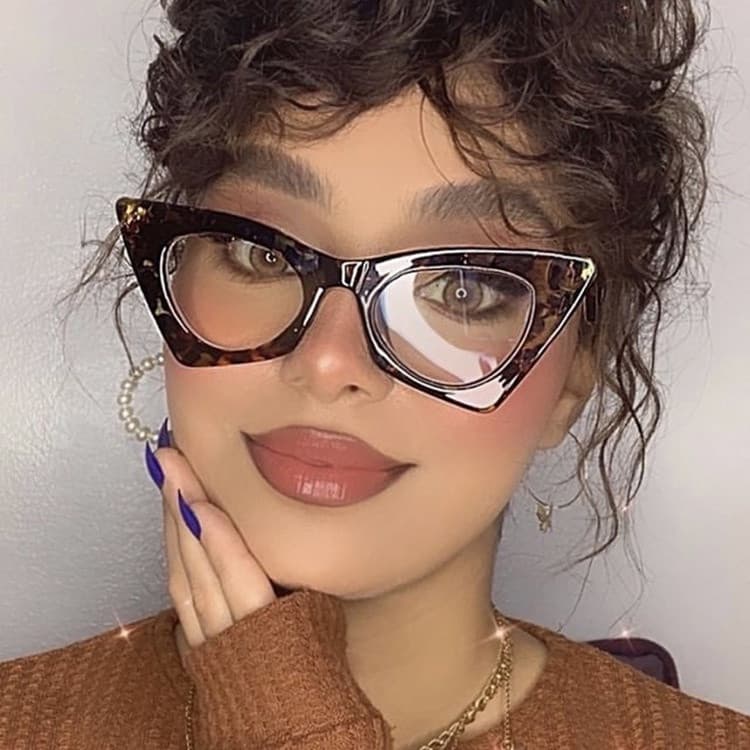 New Fashion Big Cat Eye Anti-blue Glasses Women Vintage Unique Marbling Frame Eyeglasses Female Leopard Spectacles