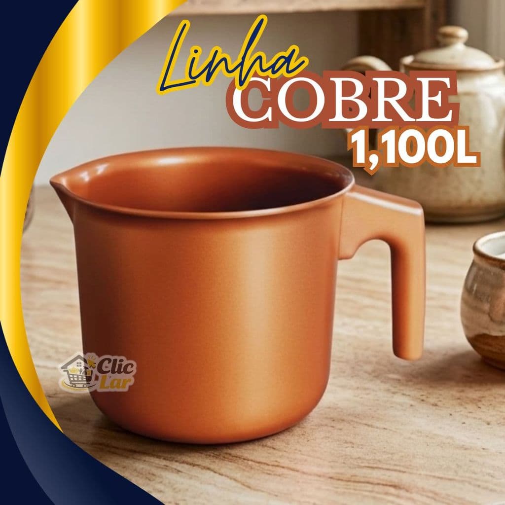 Fervedor Caneco Antiaderente 1,1 Litros Leiteira Cobre Cerâmica Premium Fácil de Limpar Não gruda
