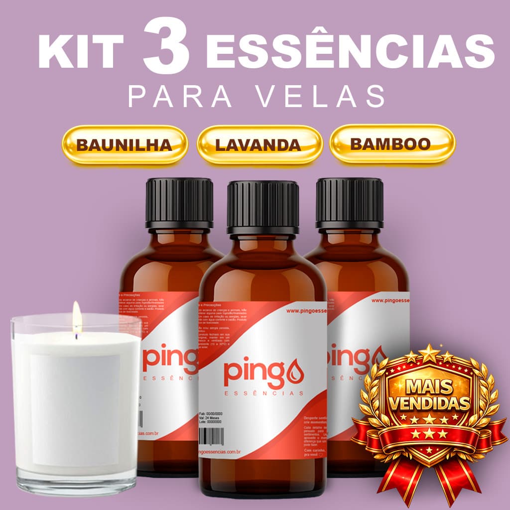 Kit 3 Essências para Velas Mais Vendidas | Cheiro Forte e Marcante | Ideal para Iniciantes