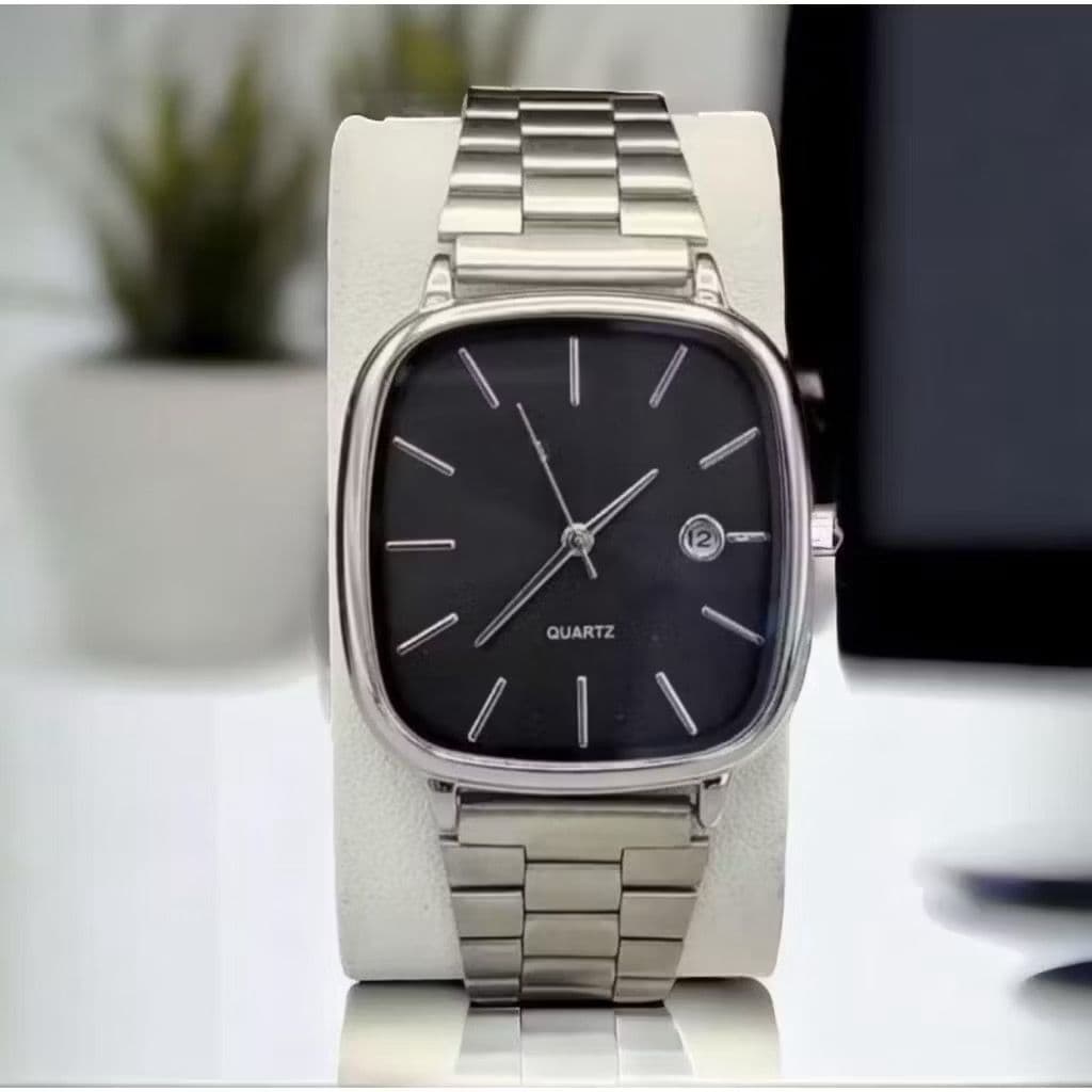 Relógio E117 Feminino Masculino Vintage Retro Aço Quadrado Analógico Moda Tendência Pra Presente