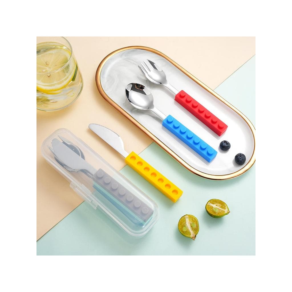 Bloco de construção criativo alça de Silicone utensílios de mesa infantis suplemento alimentar para bebê faca simples ga