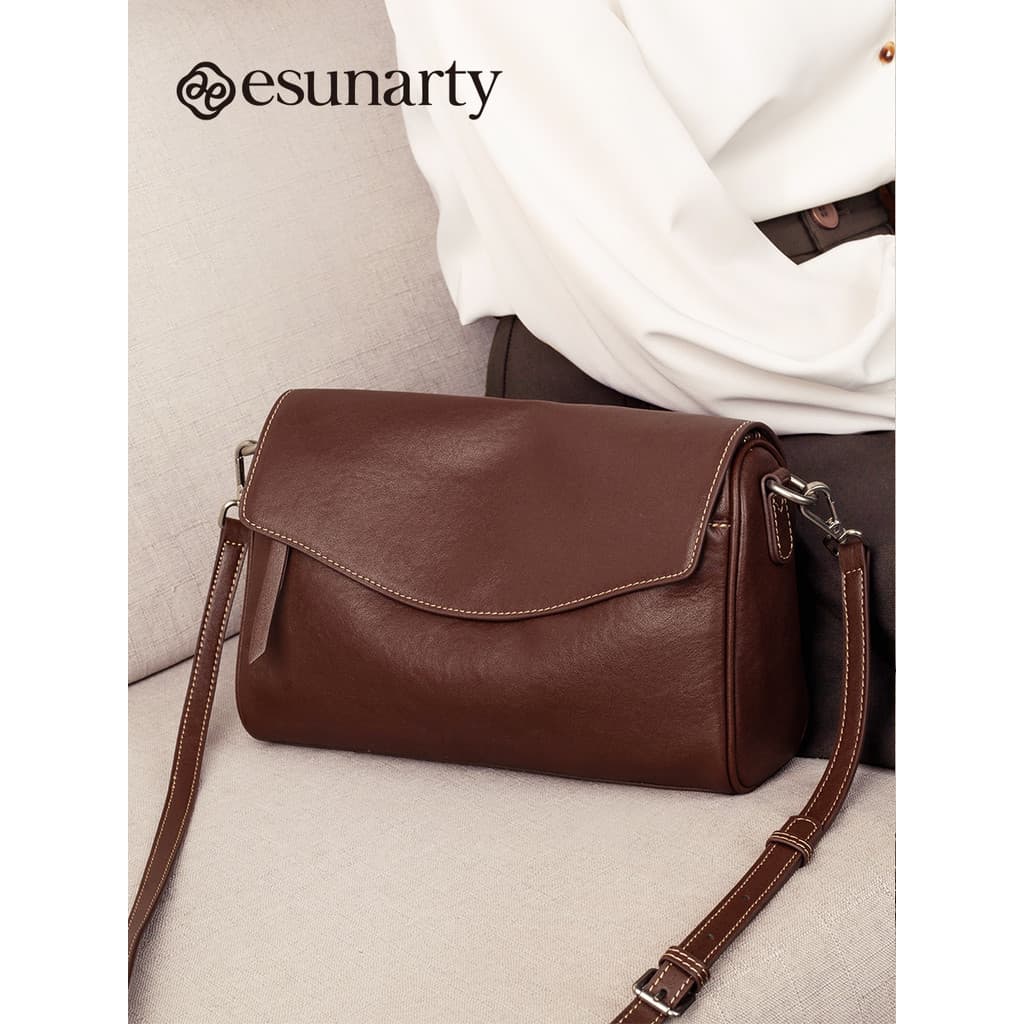 Bolsa mensageiro de couro genuíno para mãe, bolsa mensageiro feminina 2026, novo estilo, bolsa de travesseiro, couro cur