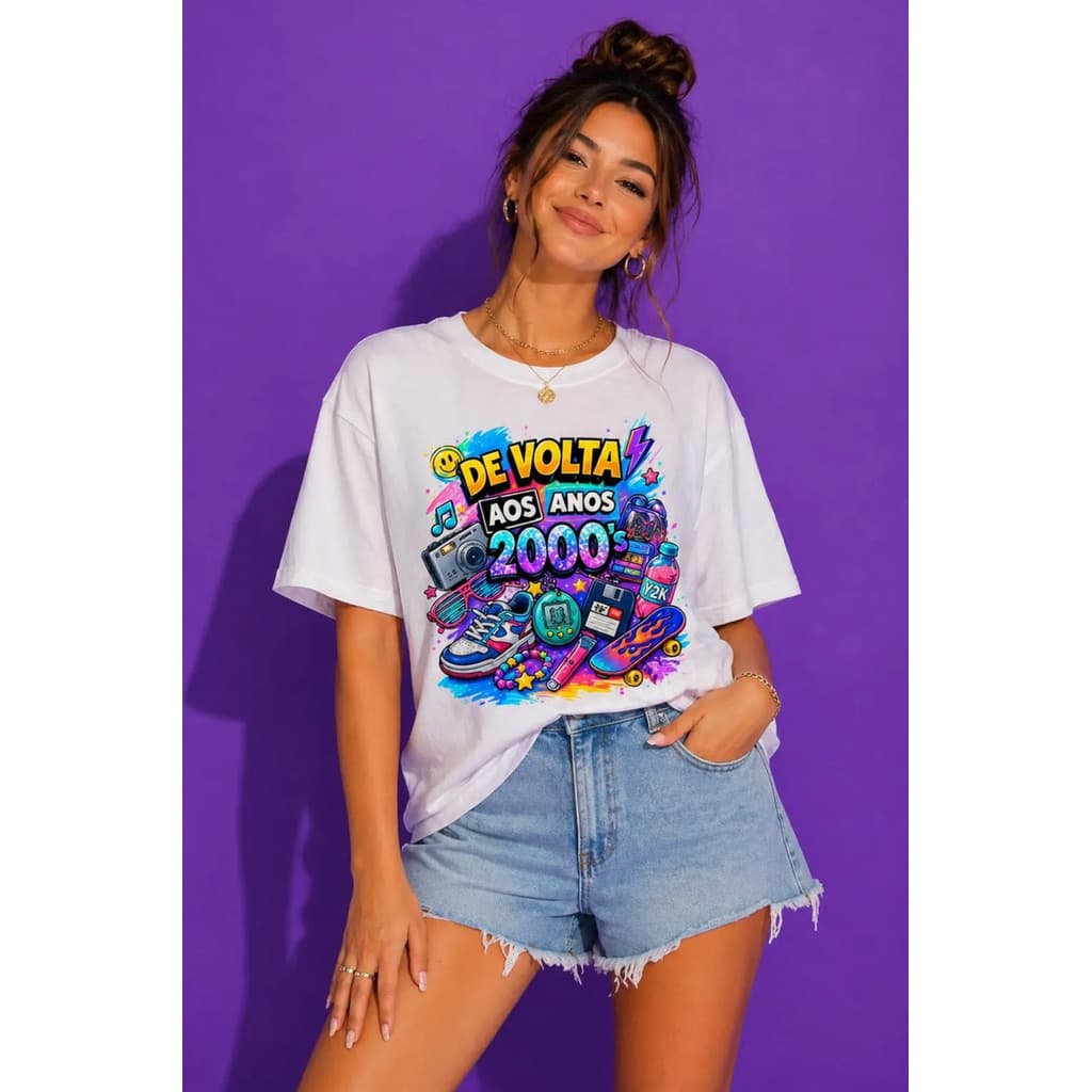 Camiseta Feminina Retrô Estampa Anos 2000 Blusa Vintage T Shirt Blusinha Streetwear Envio Imediato