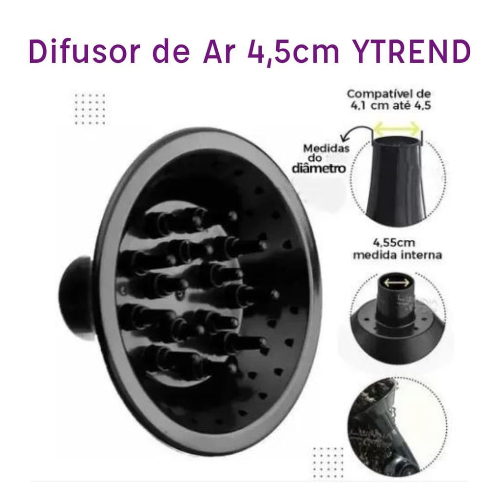 Difusor Secador Cabelo Cachos Universal 4,5cm YTREND