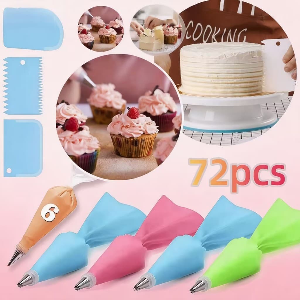 KIT 200/72pcs Decoração de Bico de Aço Inoxidável para Bolo-para Decorar Bolos,Cupcakes e Cookies,Presente para Confei