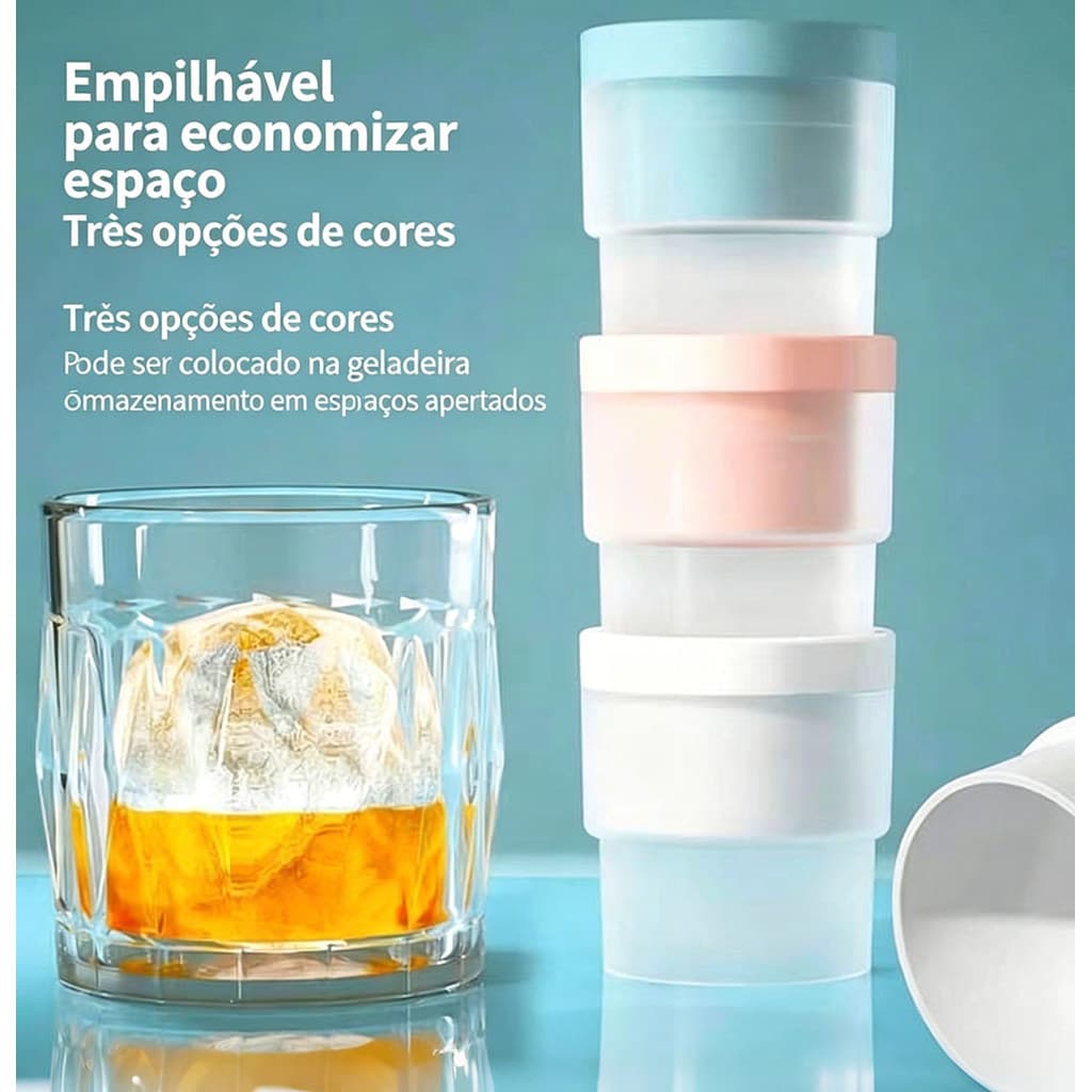 Kit Molde de Bola de Gelo Empilhável - Economize Espaço e Faça Drinks Profissionais