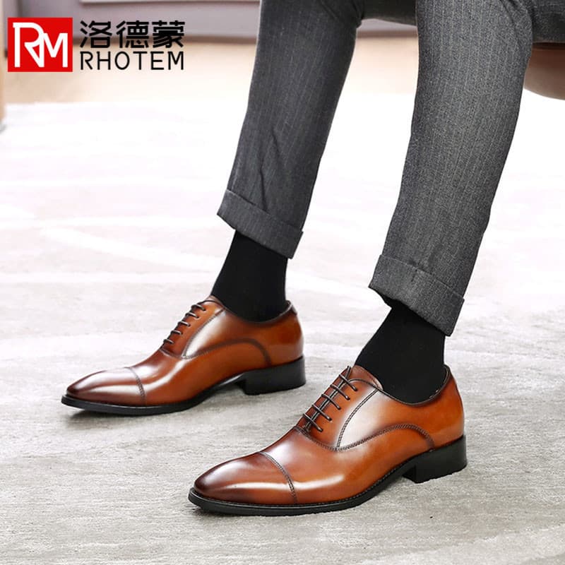 Homens High-End marca interior aumentando sapatos de couro negócios Formal Wear couro genuíno tamanho grande britânico t