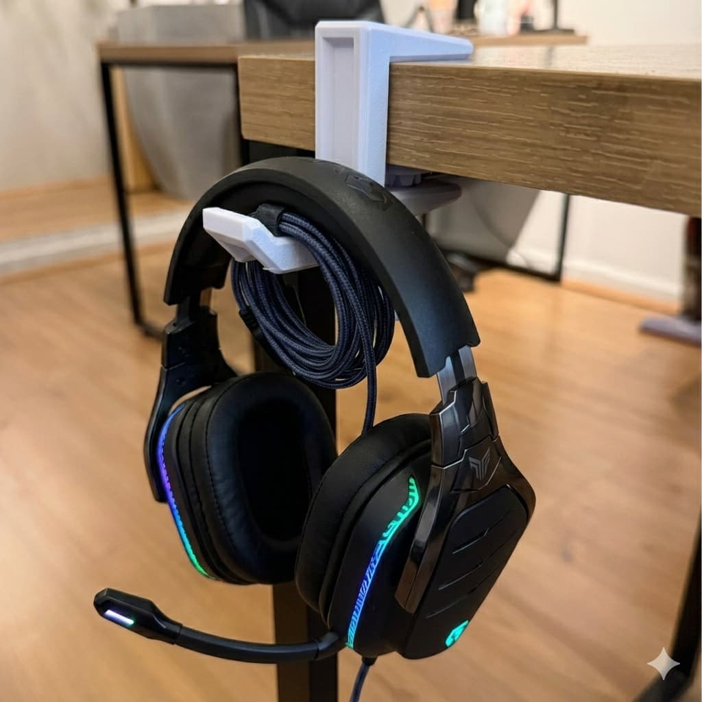 Suporte Headset Mesa Gamer Clamp Fone Ouvido Organizador Setup PC Sem Furo