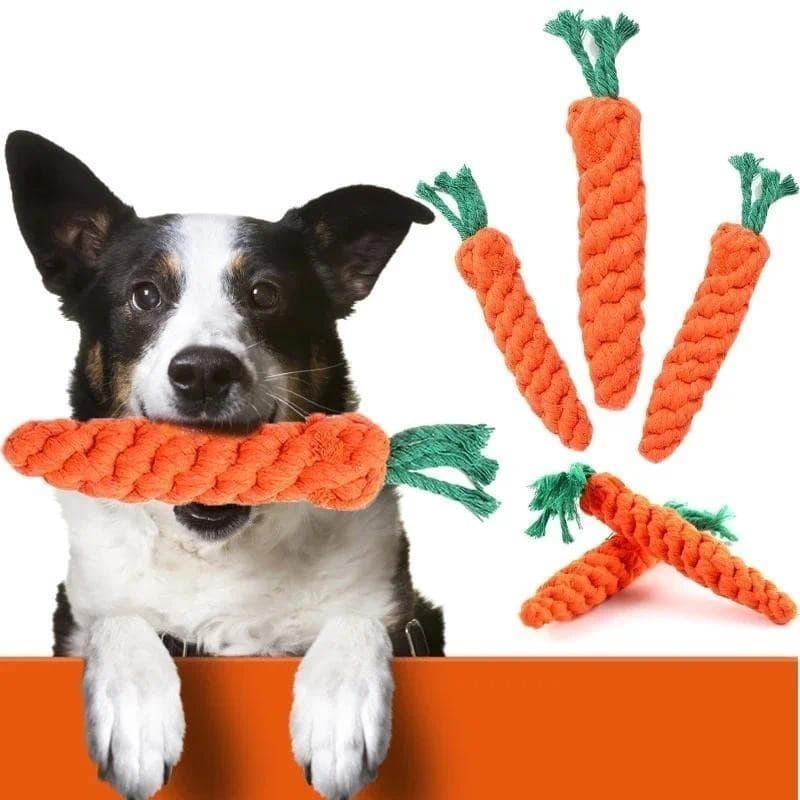 Brinquedos de Mastigar para Cães em Forma de Cenoura de Desenho Animado, Corda de Algodão Resistente a Mordidas, Brinque