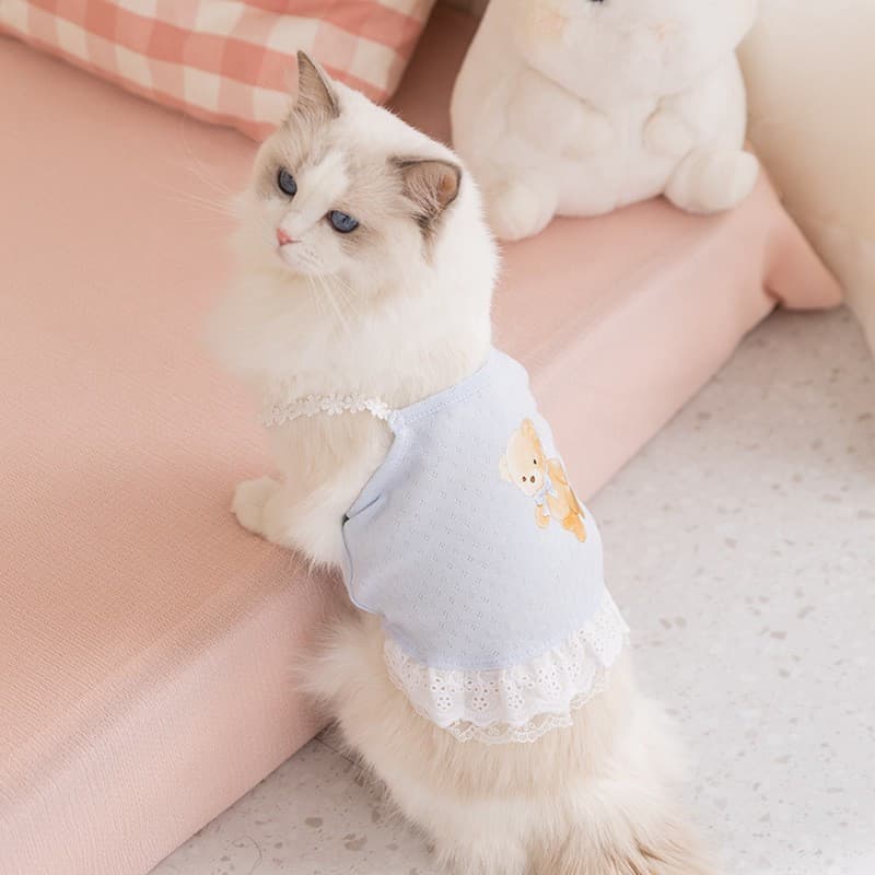 Verão Roupas Para Cães Fino Respirável Volta Coração Pequeno Cão Cinta Saia Gatos Animais De Estimação