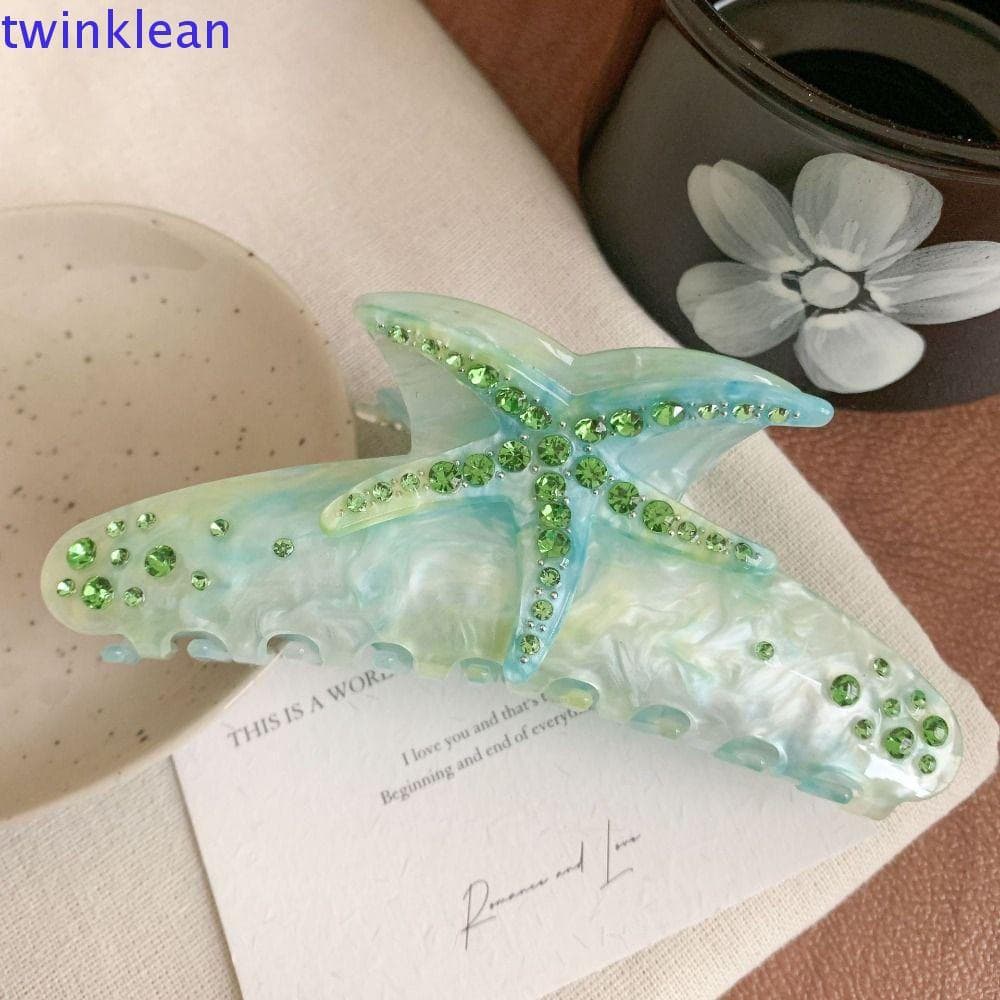 Clipe De Tubarão De Strass TWINKLEAN , Grampo De Cabelo Elegante De Acetato De Estrela Do Mar De Ácido Acético , Acrílic