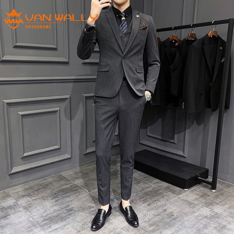 Terno listrado terno masculino negócios cavalheiro terno trabalho entrevista profissional Formal Wear casamento noivo pa