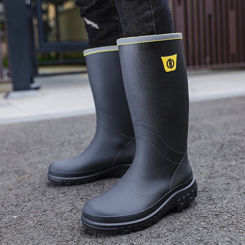 Botas de chuva masculinas verão tubo longo à prova d'água sapatos de água lavagem de carro Takeaway piloto trabalho prot