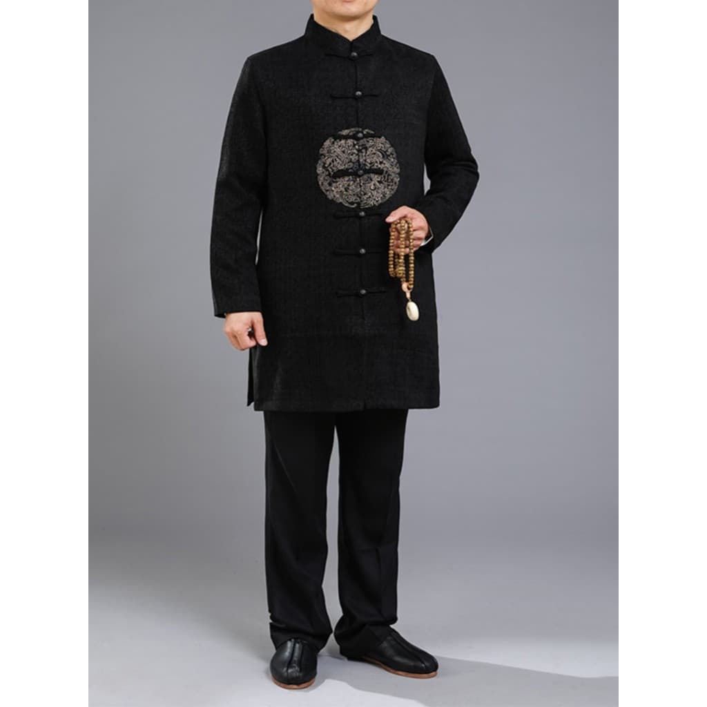 Baifulong outono inverno estilo chinês estilo chinês bordado blusão jaqueta de meia-idade juventude moda estilo étnico e
