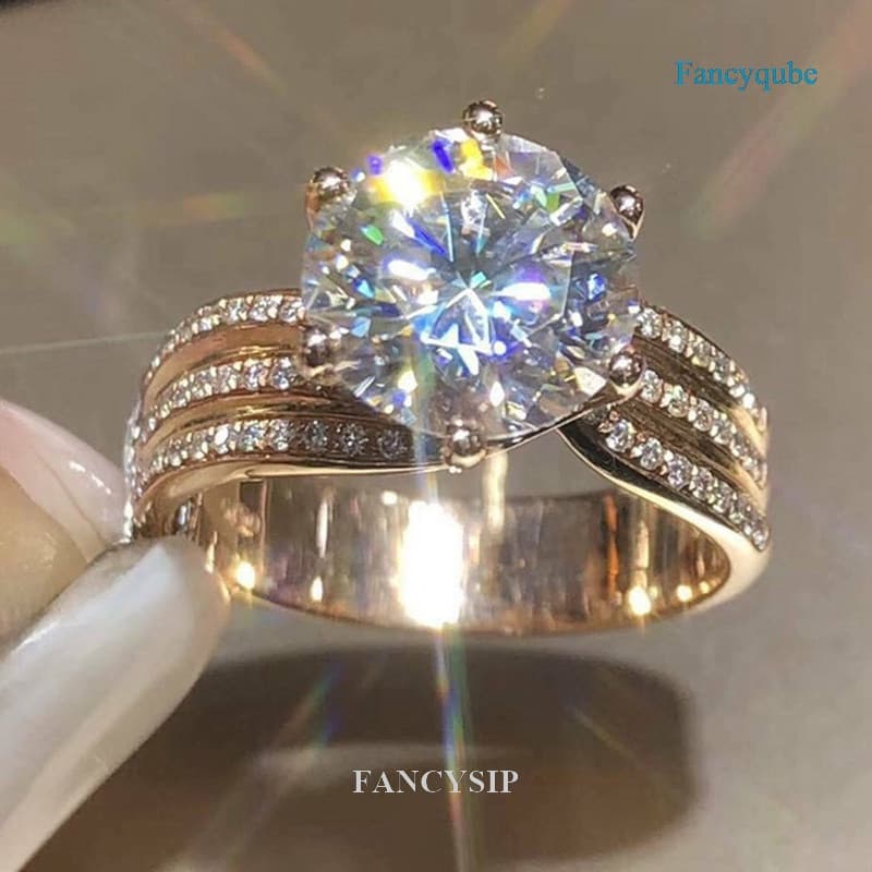 FANCY Anel Moissanita Diamante Para Mulheres Presente De Aniversário De Casamento