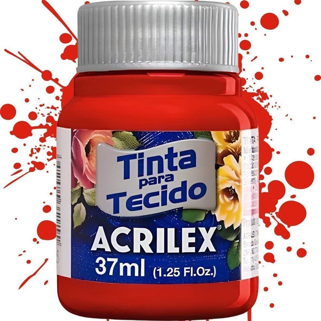 Tinta para Tecido Vermelho Escarlate 37ml Acrilex