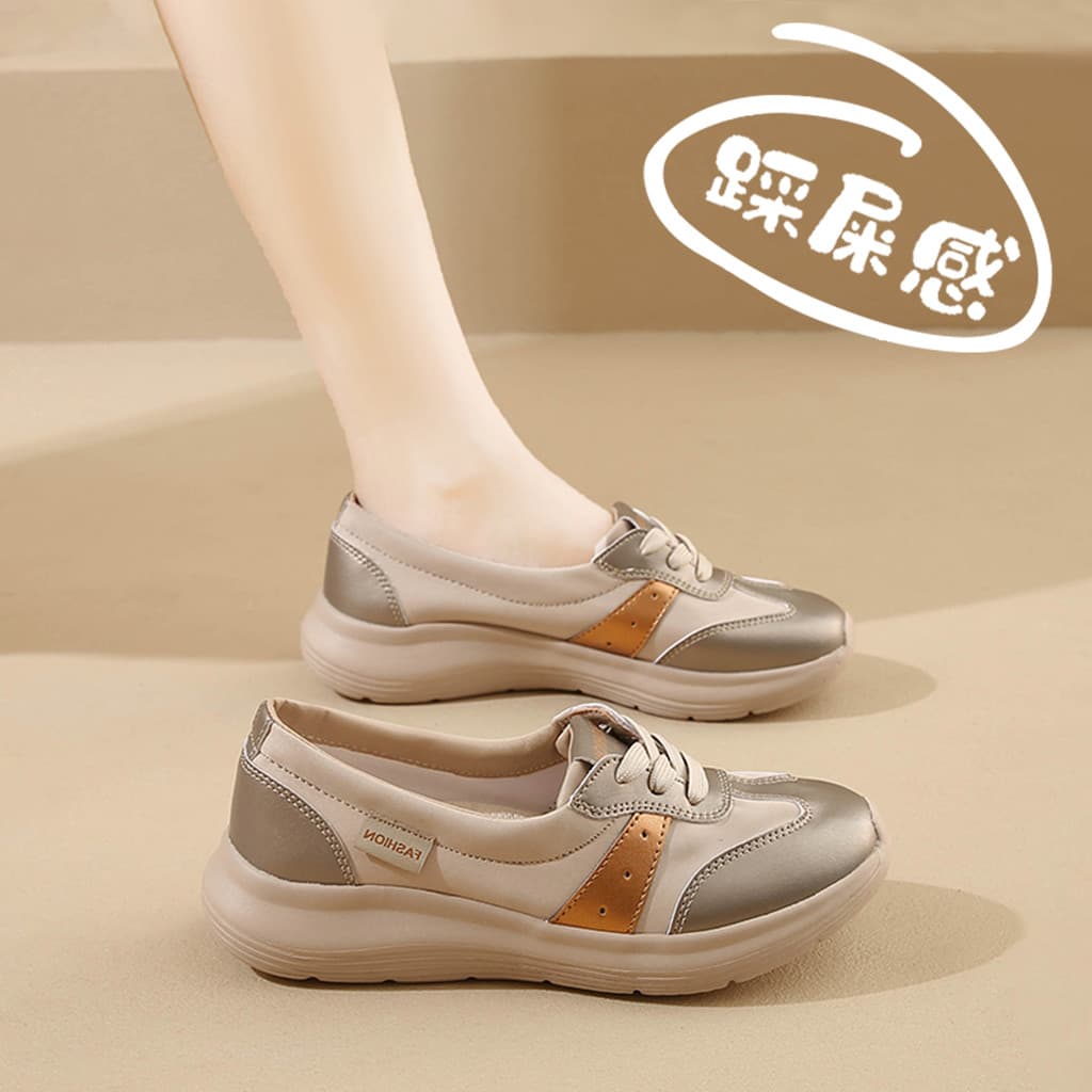 Tamanho grande 41-43 Forrest Gump sapatos femininos outono 2026 novo estilo mãe de meia-idade superfície de couro desliz