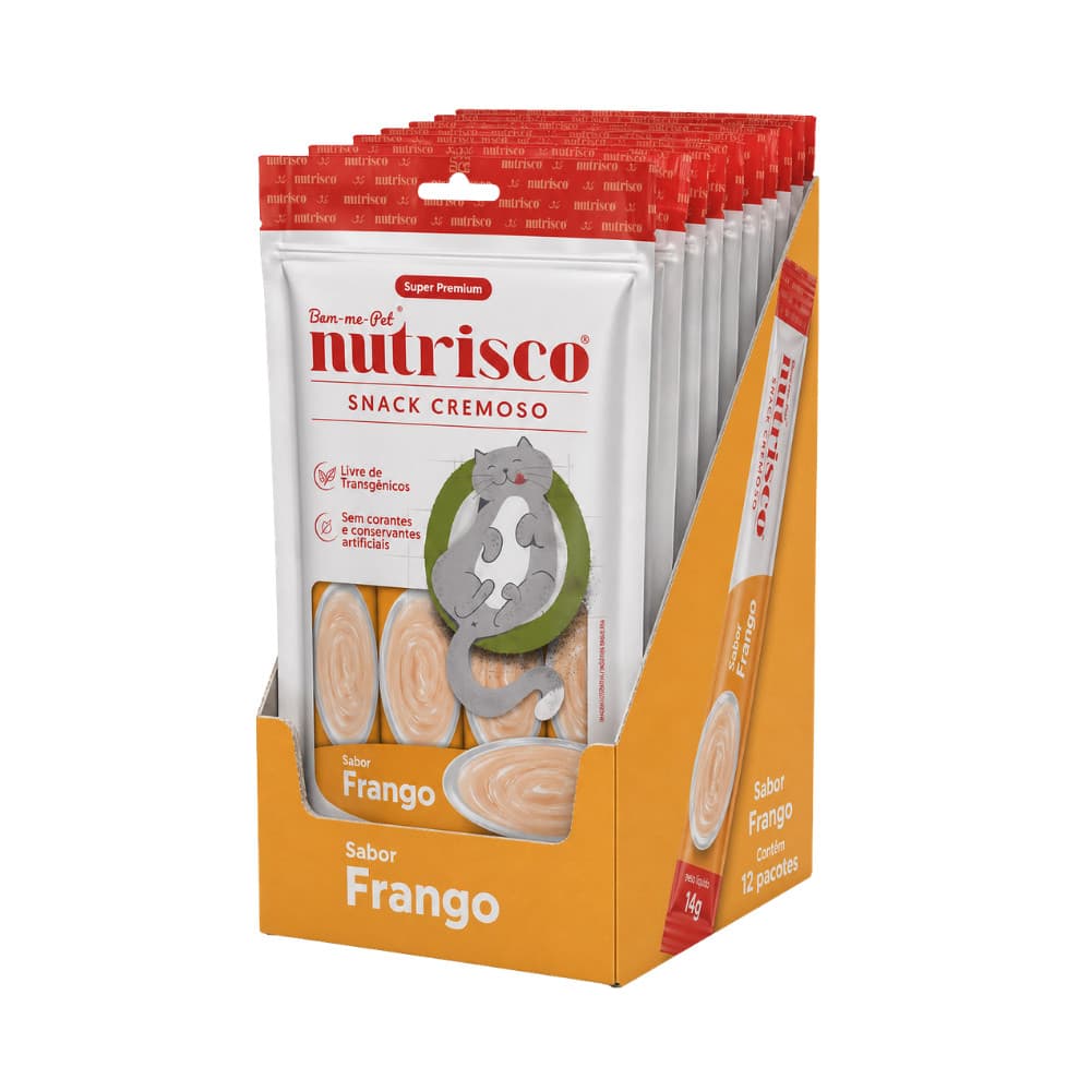 Caixa de Petisco para Gatos Snack Cremoso Nutrisco Sabor Frango - 48 sachês