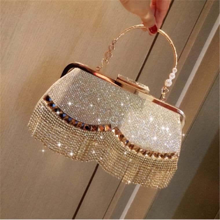 ️ Bolsa de jantar feita à mão com strass pérola Flow Bolsa Clutch Bolsa de vestido Bolsa de jantar Mochila lateral Banqu