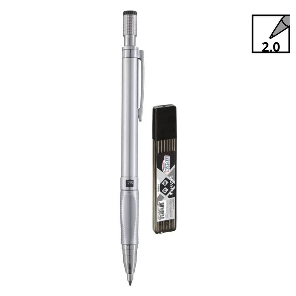 Lapiseira 2.0 HB Metalizada Cinza + Grafite LP2002 BRW