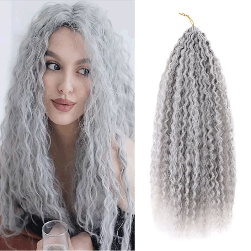 Tranças Brasileiras De 18 Polegadas De Cinzento Sintético Longo Kinky Curly Crochet Hair Ombre Extensões De Cabelo Tranç
