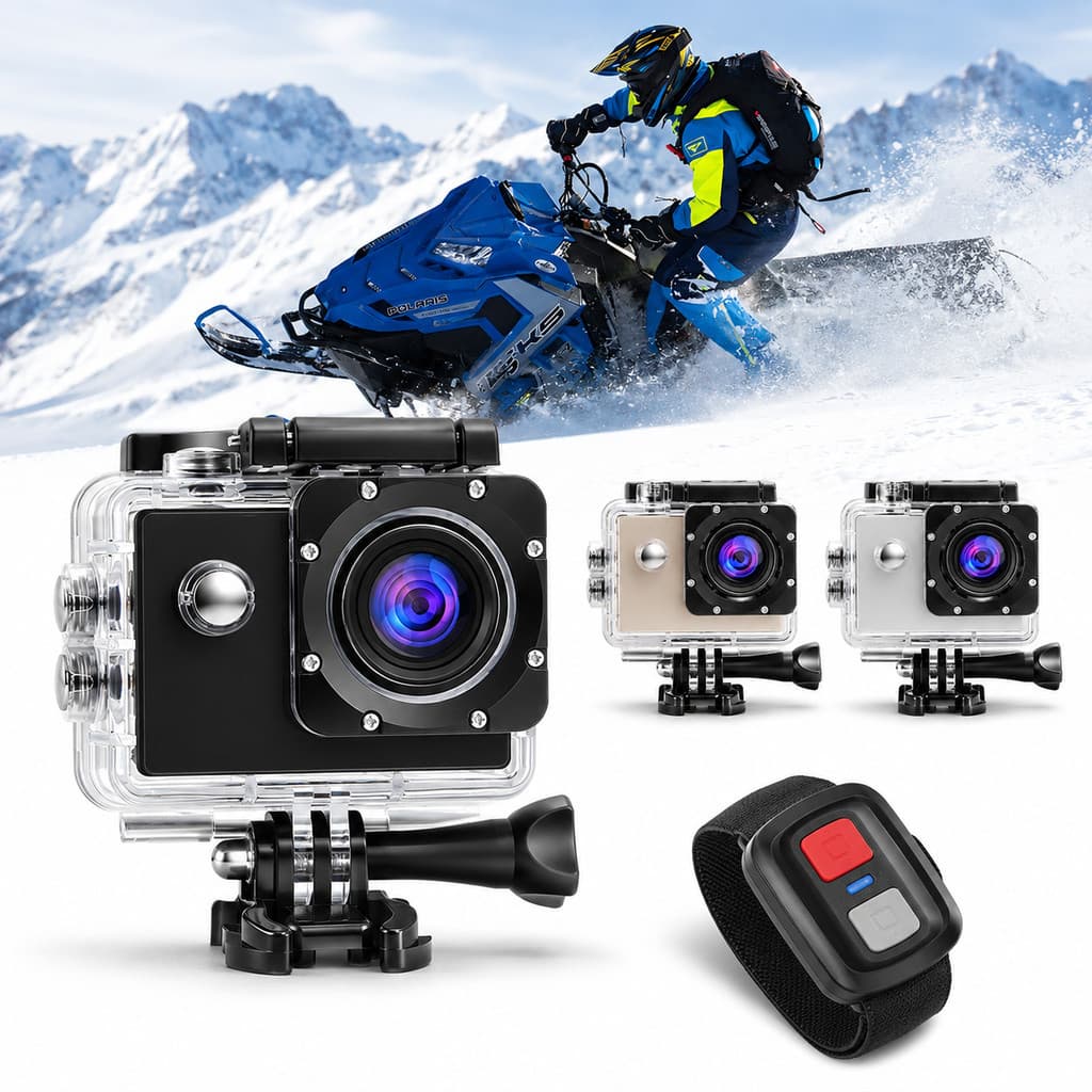 Mini Câmera Esportiva 4K WiFi Ultra HD À Prova D’Água 30M Com Tela LCD Para Aventura e Mergulho