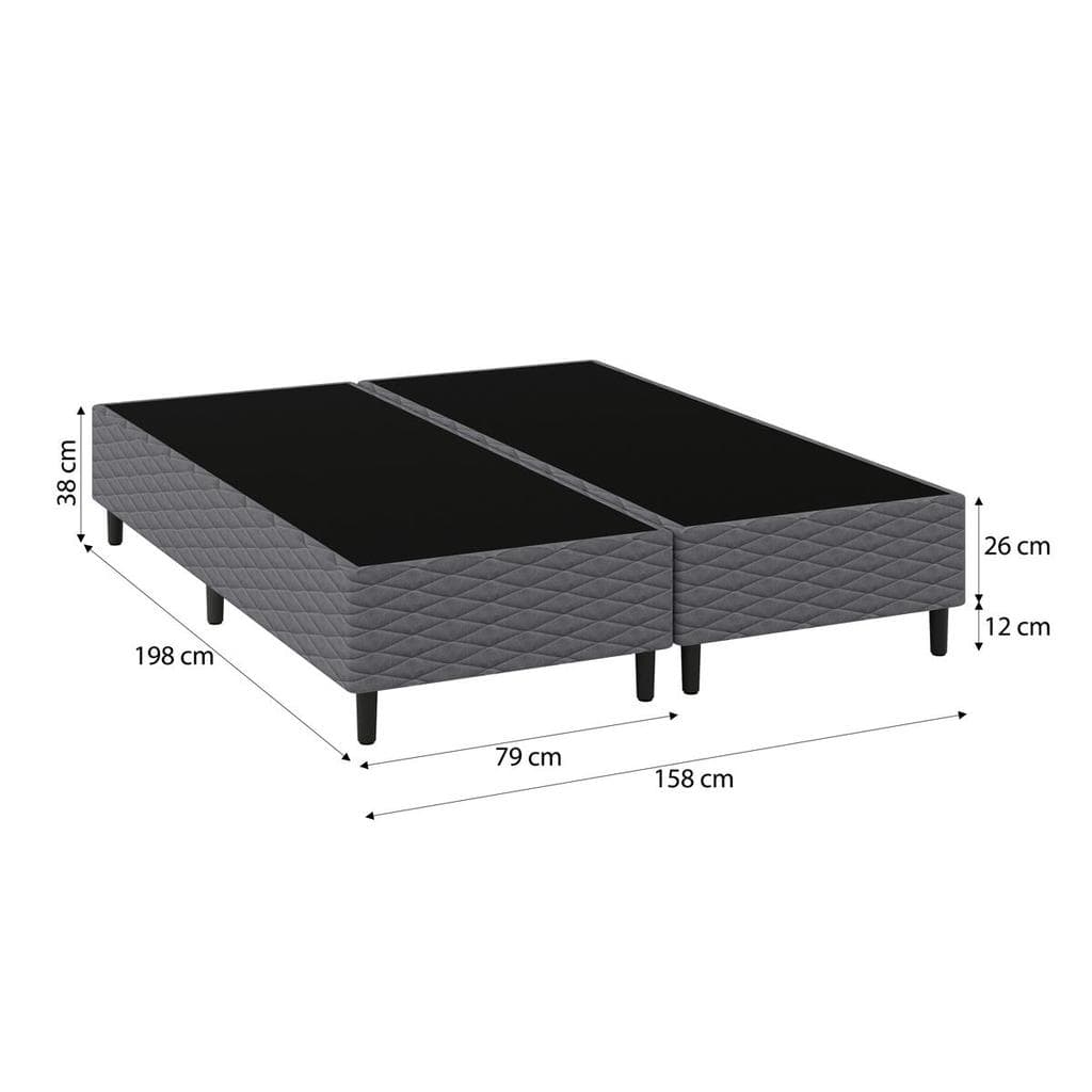 Base Cama Box para Colchão Casal Queen 158x198cm Flávia Cinza Umaflex