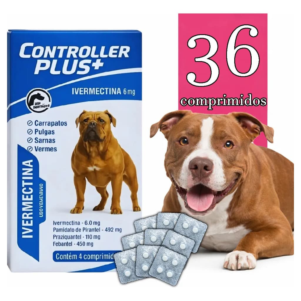 Remédio Anti Pulgas, Carrapatos, Sarnas E Vermes 36 Comp