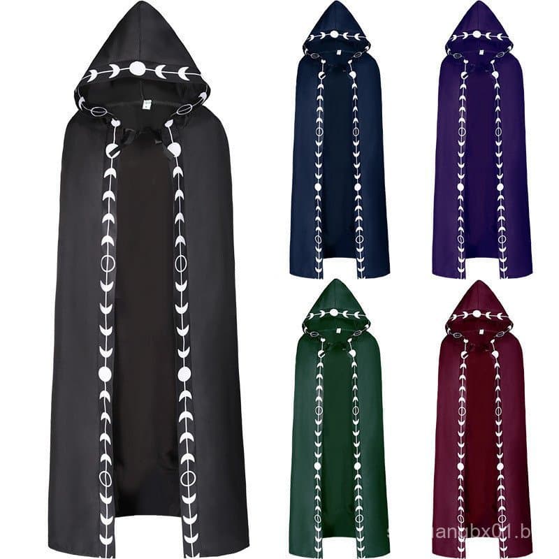 Capa de Halloween com Capuz, Fantasia Medieval de Bruxa, Wicca, Vampiro, Elfo, para Festa de Carnaval de Purim T0PG