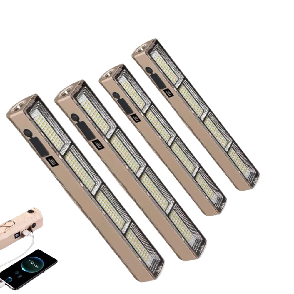 Kit 4 Emergência Luz Led Tubo 300w Emergência Camping Lampião Pesca Barraca Lanterna 31cm Luminoso Recarregável