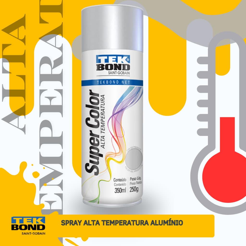 TINTA SPRAY TEKBOND ALUMINIO ALTA TEMPERATURA 350ML