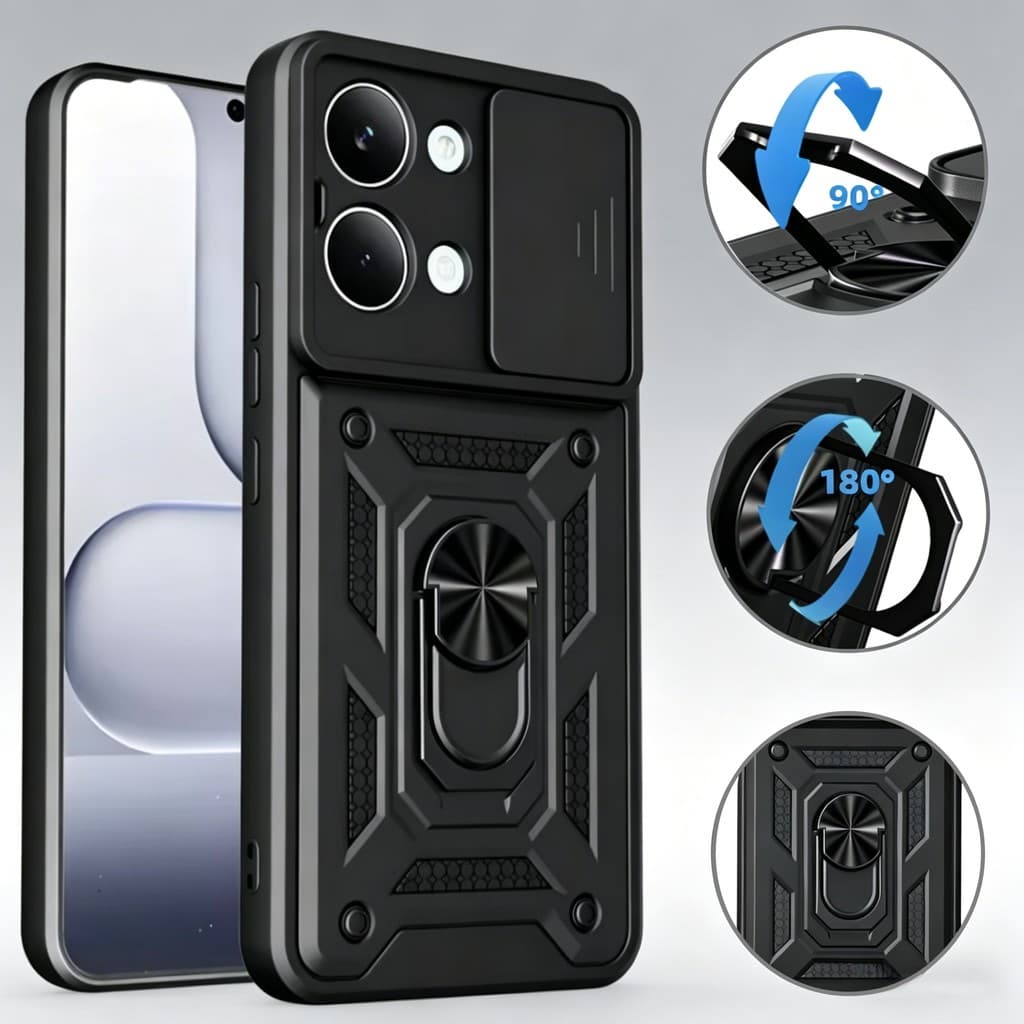Capa Armadura À Prova De Choque Para Xiaomi 17 Pro Poco X8 M8 X7 X6 M7 M6 F8 C85 C75 C71 C65 Suporte De Anel Magnético C