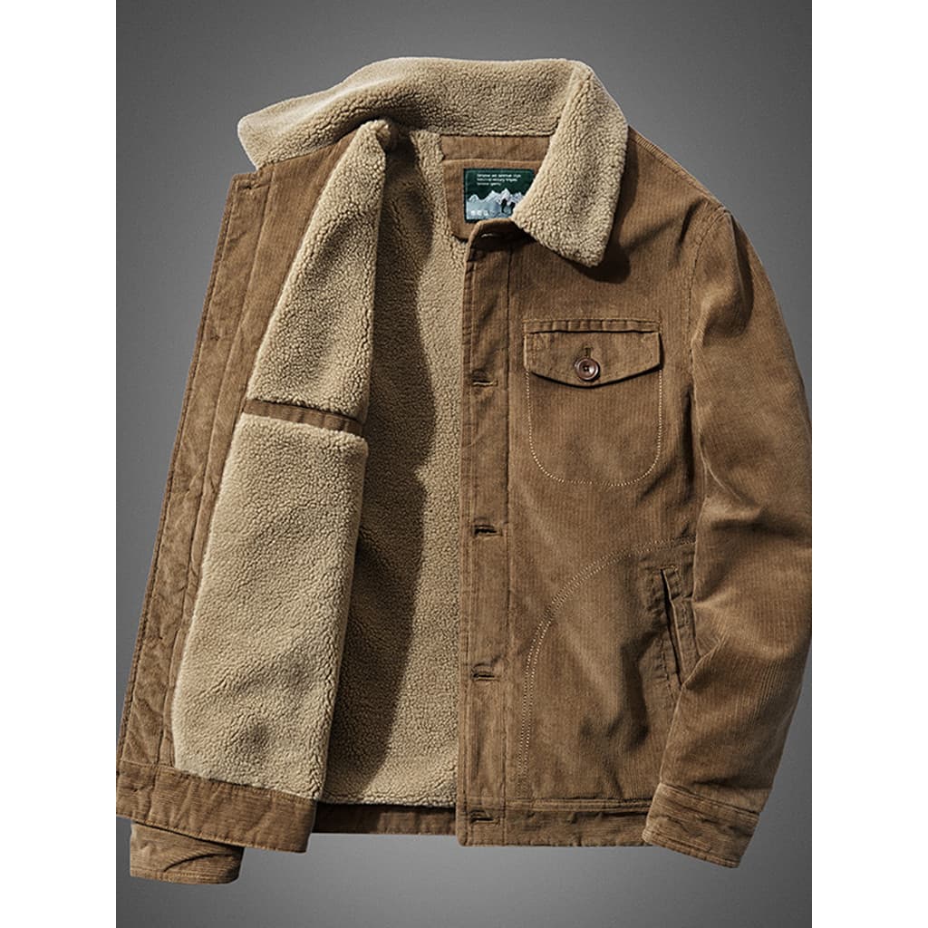 Casaco masculino inverno forro de lã engrossado veludo jaqueta masculina roupas de algodão ferramentas americano Retro c