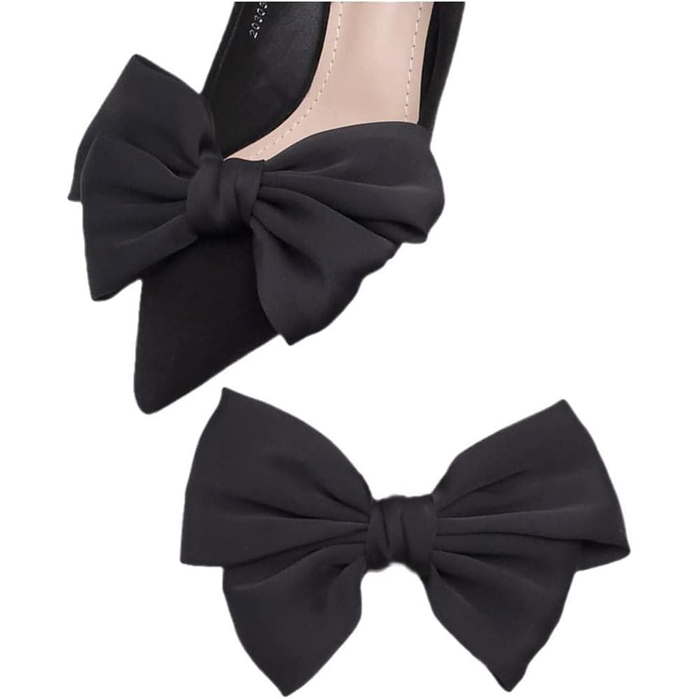 Clipes de Sapato com Laço de Cetim Tsangbaby - Bolinhas, Cor Sólida, Removíveis, Elegantes, Fivela de Sapato para Festa,