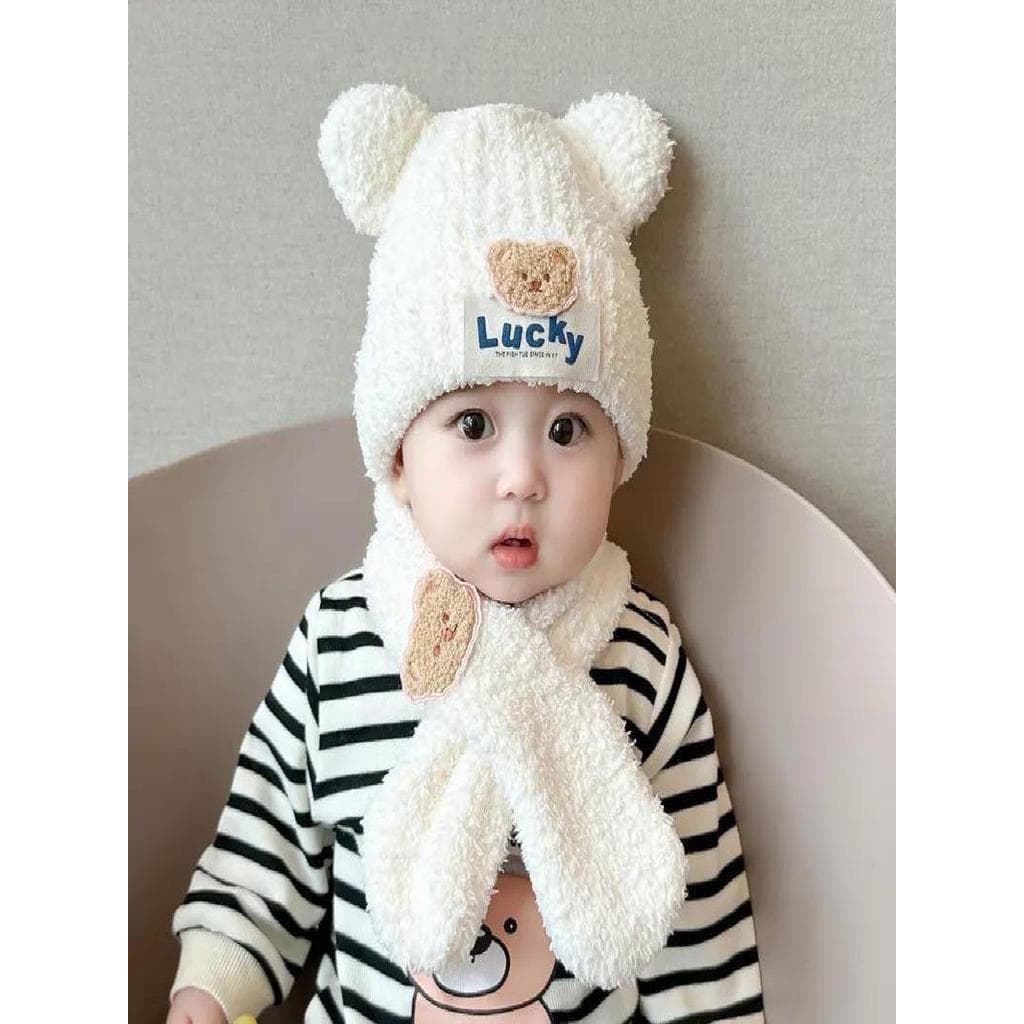 Katieson bebê pelúcia chapéu de uma peça crianças inverno pelúcia meninos meninas à prova de frio chapéu quente bebê urs