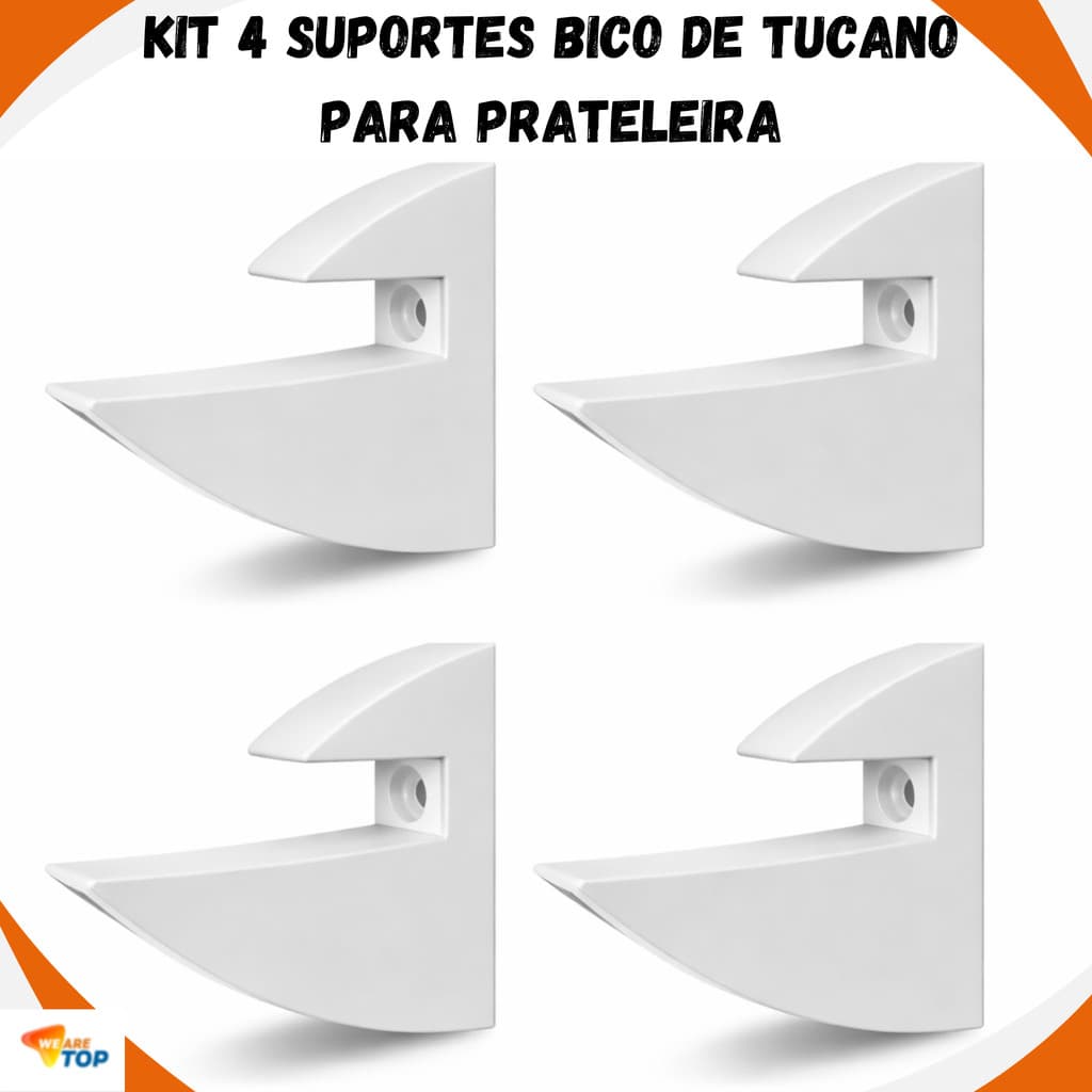 Kit 04 Suportes Bico De Tucano Para Prateleira De 15mm Suporte Invisivel Top