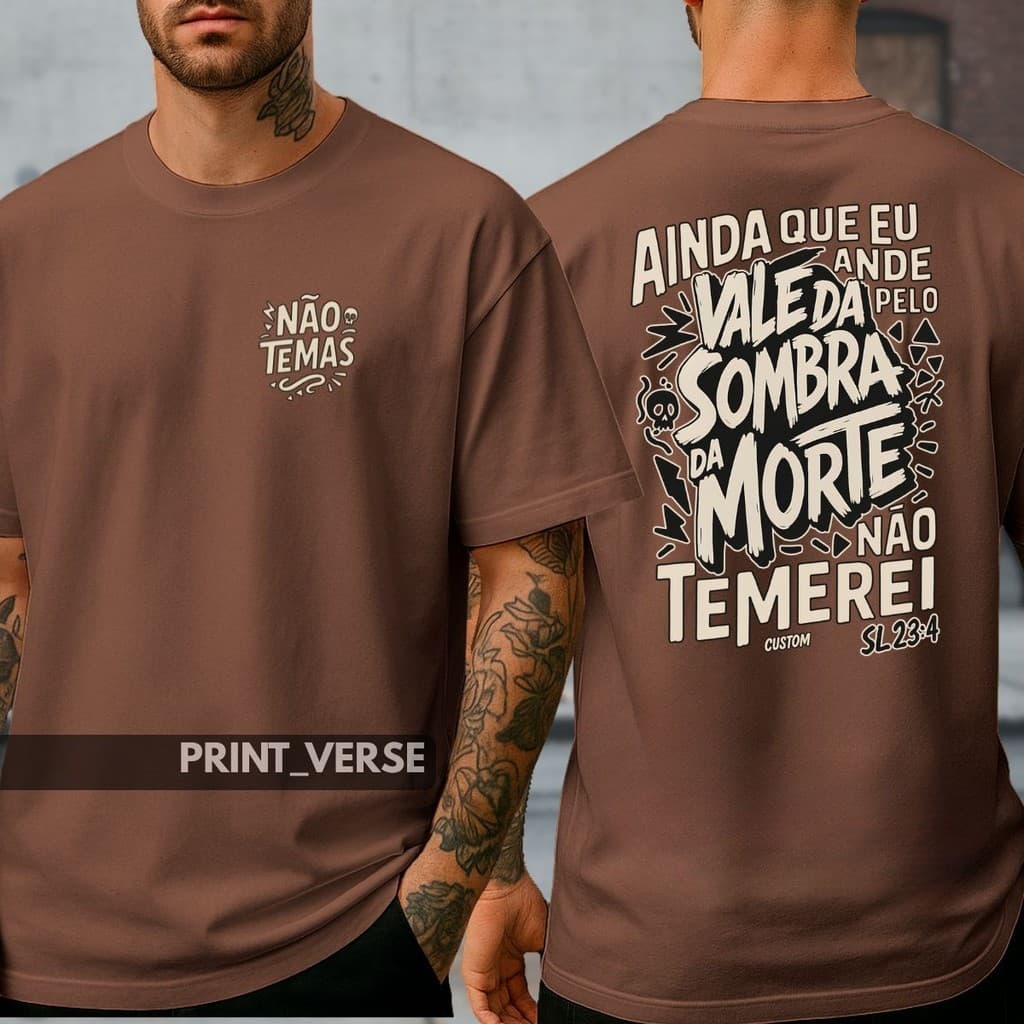 Nova Camiseta Unissex Streetwear Religiosa Vale Da Sombra Morte Não Temas Gospel Cristã
