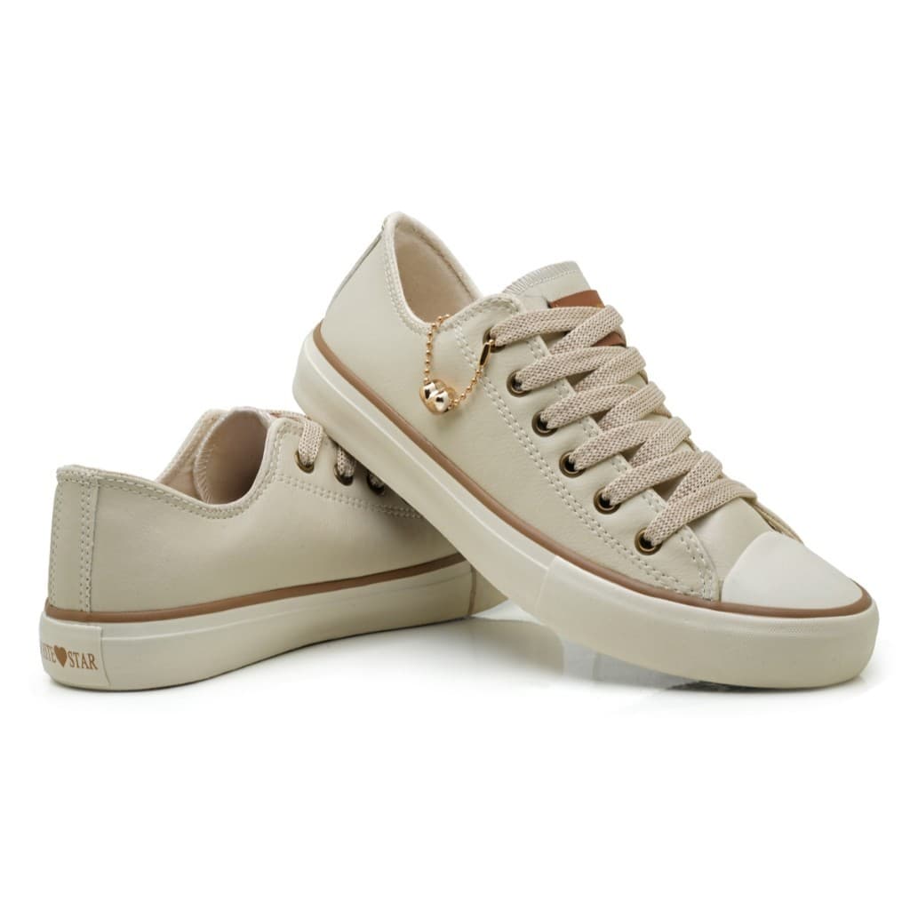 Tênis White Star Couro – Tênis Cano Baixo Sola baixa Confortável Pingente de coração em diversas cores lindas #VIOLETTA