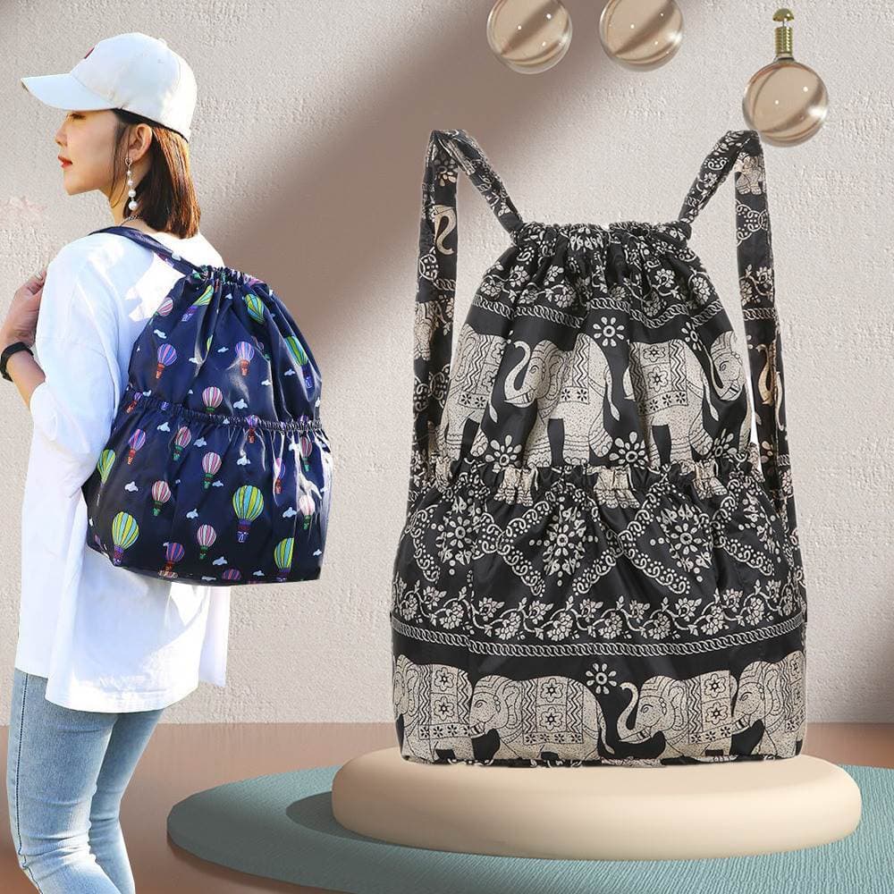 All-Match náilon cordão bolso mochila feminina esportes lazer saco mamãe grande capacidade mochila leve saco de viagem