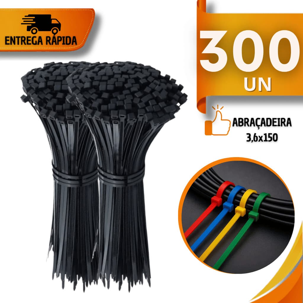 Conjunto Abraçadeira Nylon Enforca Gato 3,6x150mm Cintas Plásticas Lacre Fita Hellermann Multiuso