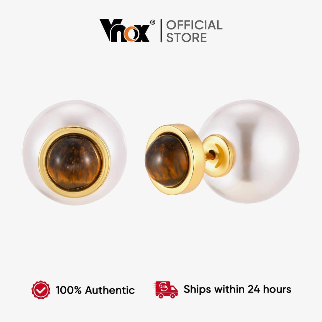 Brincos de pérola e pedra natural Vnox, adequados para mulheres e meninas, com dois estilos de uso, brincos à prova de f